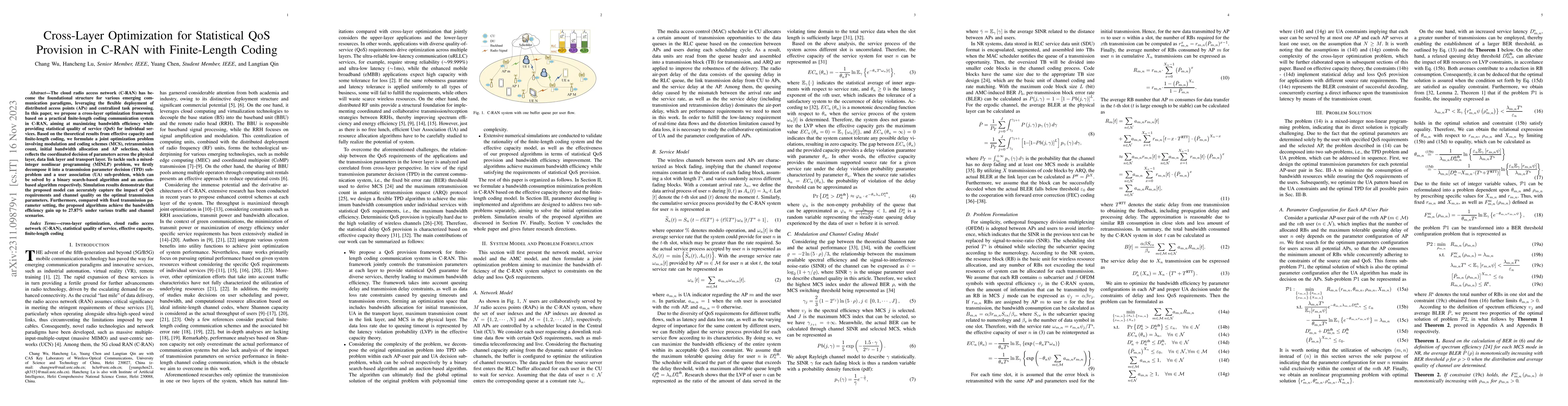 Thumbnail for Cross-Layer Optimization for Statistical QoS Provision in C-RAN with
  Finite-Length Coding