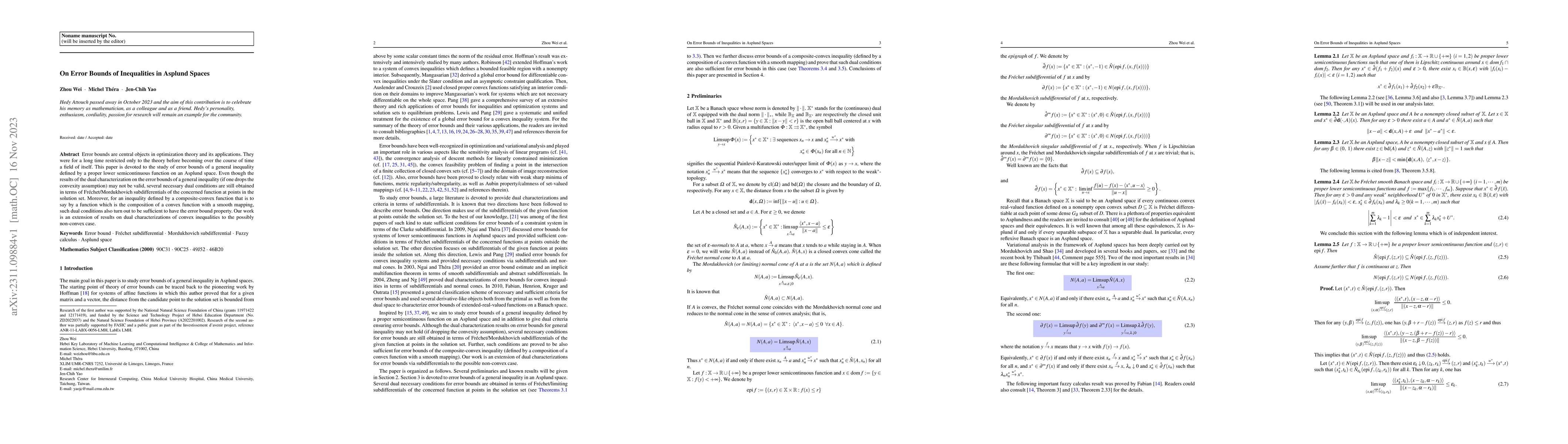 Thumbnail for On Error Bounds of Inequalities in Asplund Spaces