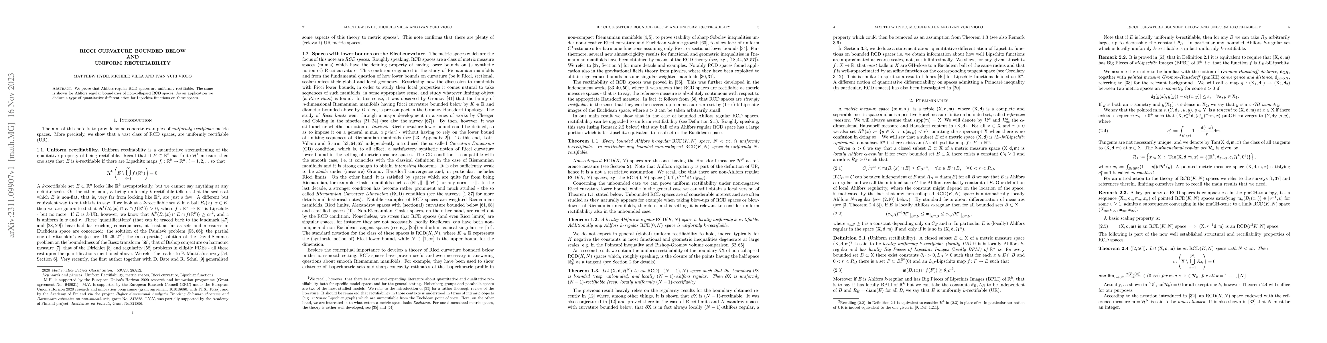 Thumbnail for Ricci curvature bounded below and uniform rectifiability
