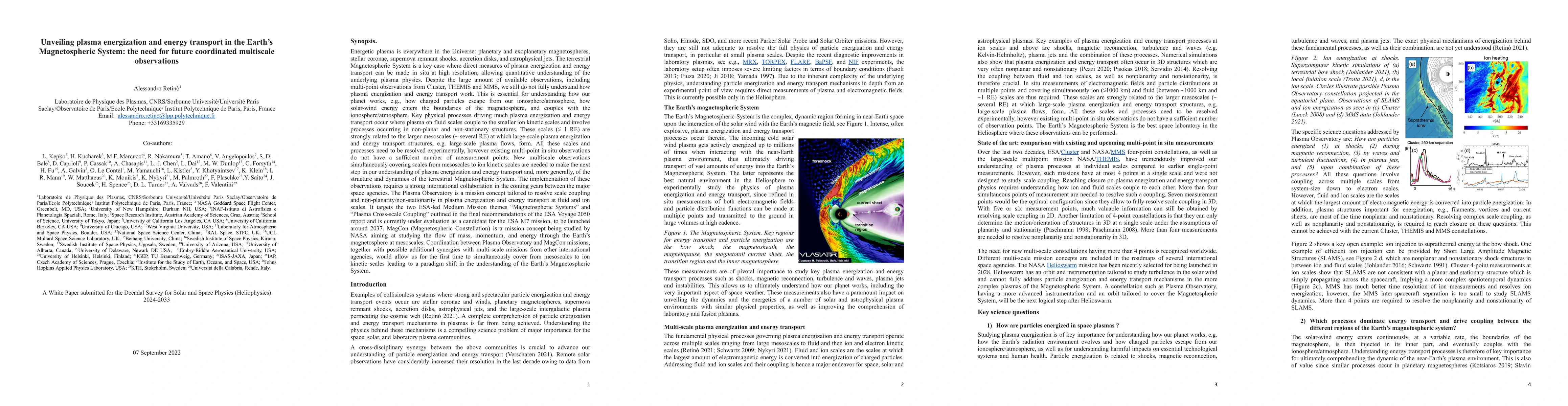 Thumbnail for Unveiling plasma energization and energy transport in the Earth
  Magnetospheric System: the need for future coordinated multiscale
  observations