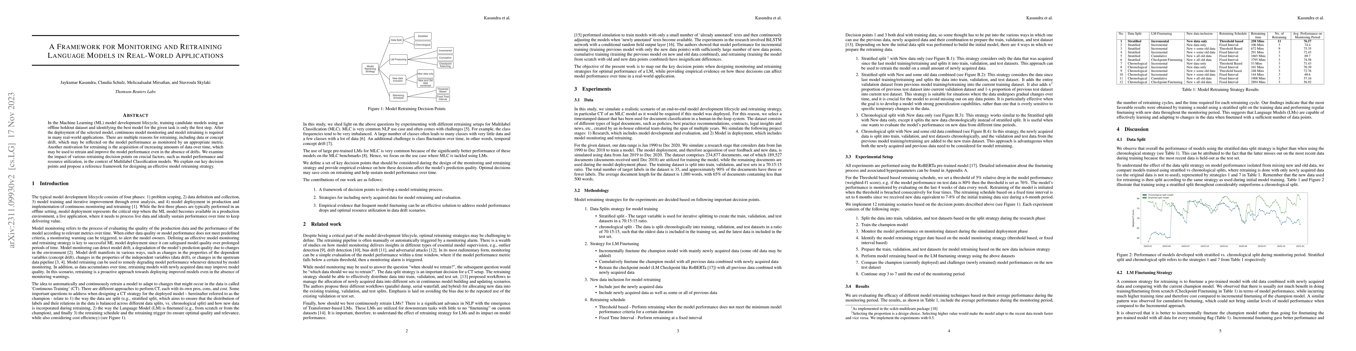 Thumbnail for A Framework for Monitoring and Retraining Language Models in Real-World
  Applications