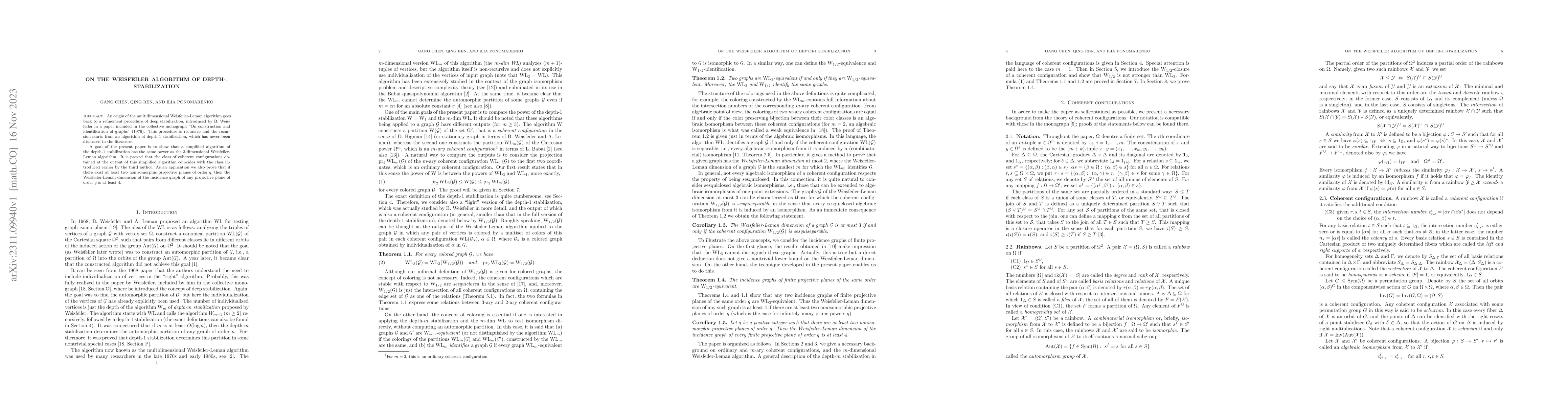 Thumbnail for On the Weisfeiler algorithm of depth-$1$ stabilization