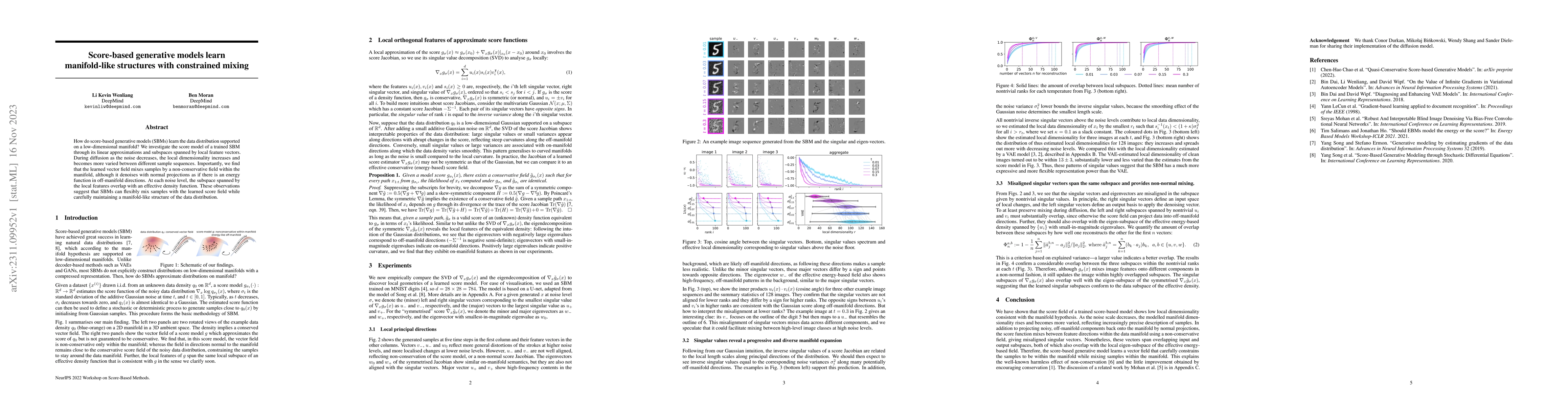 Thumbnail for Score-based generative models learn manifold-like structures with
  constrained mixing