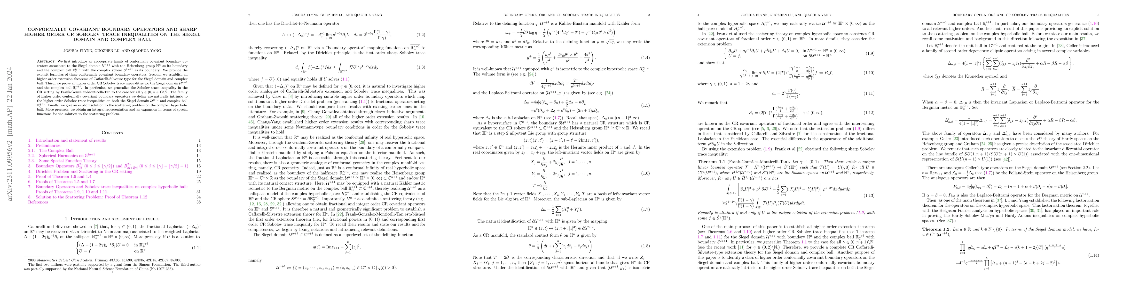 Thumbnail for Conformally Covariant Boundary Operators and Sharp Higher Order CR
  Sobolev Trace Inequalities on the Siegel Domain and Complex Ball