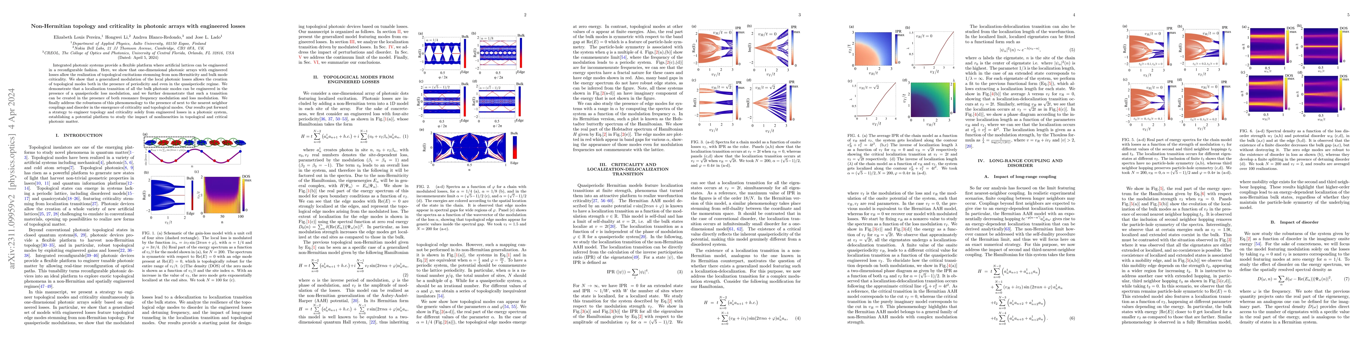 Thumbnail for Non-Hermitian topology and criticality in photonic arrays with
  engineered losses