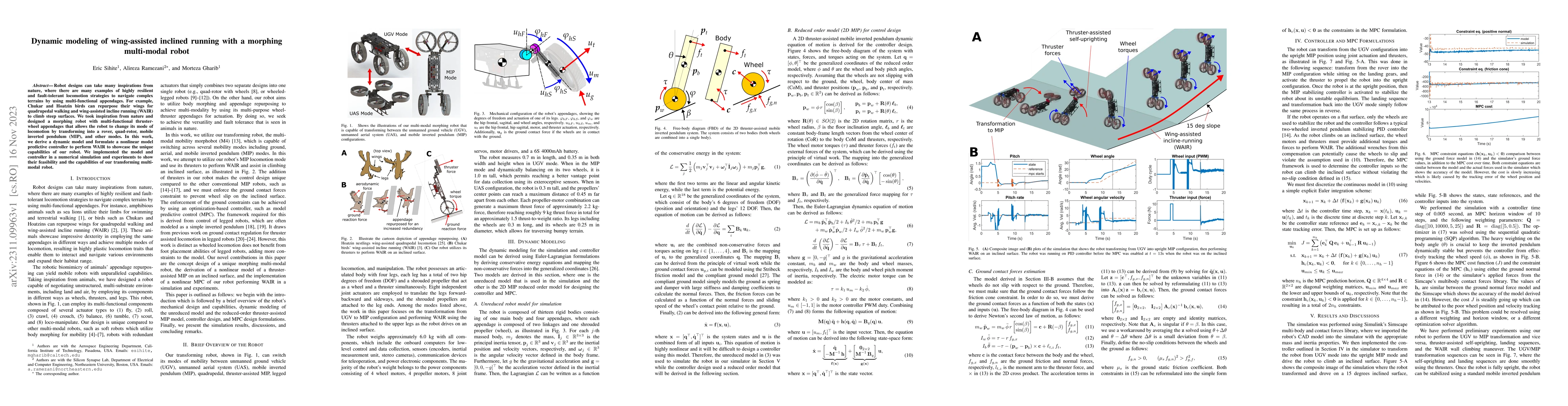 Thumbnail for Dynamic modeling of wing-assisted inclined running with a morphing
  multi-modal robot