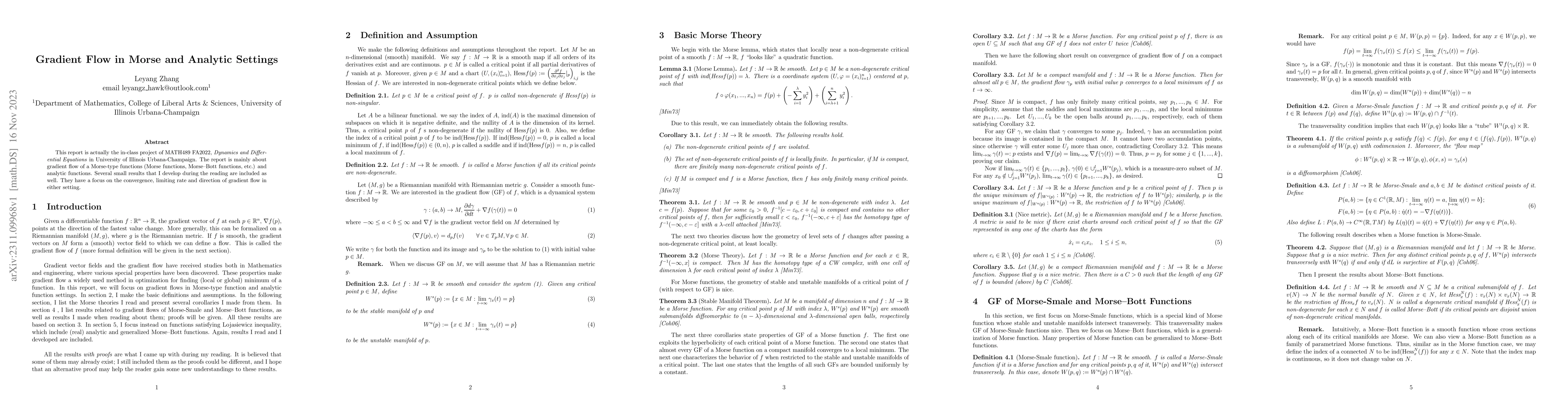 Thumbnail for Gradient Flow in Morse and Analytic Settings
