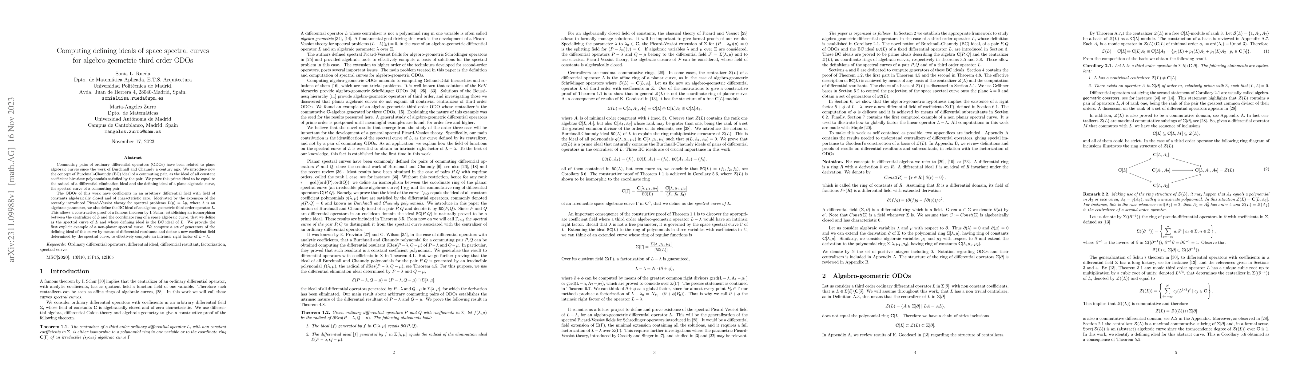 Thumbnail for Computing defining ideals of space spectral curves for algebro-geometric
  third order ODOs