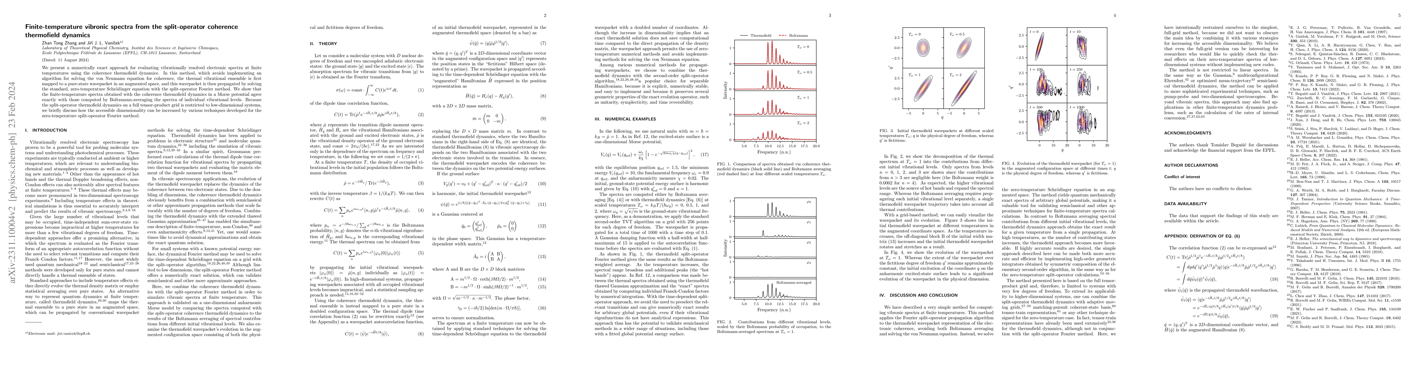 Thumbnail for Finite-temperature vibronic spectra from the split-operator coherence
  thermofield dynamics