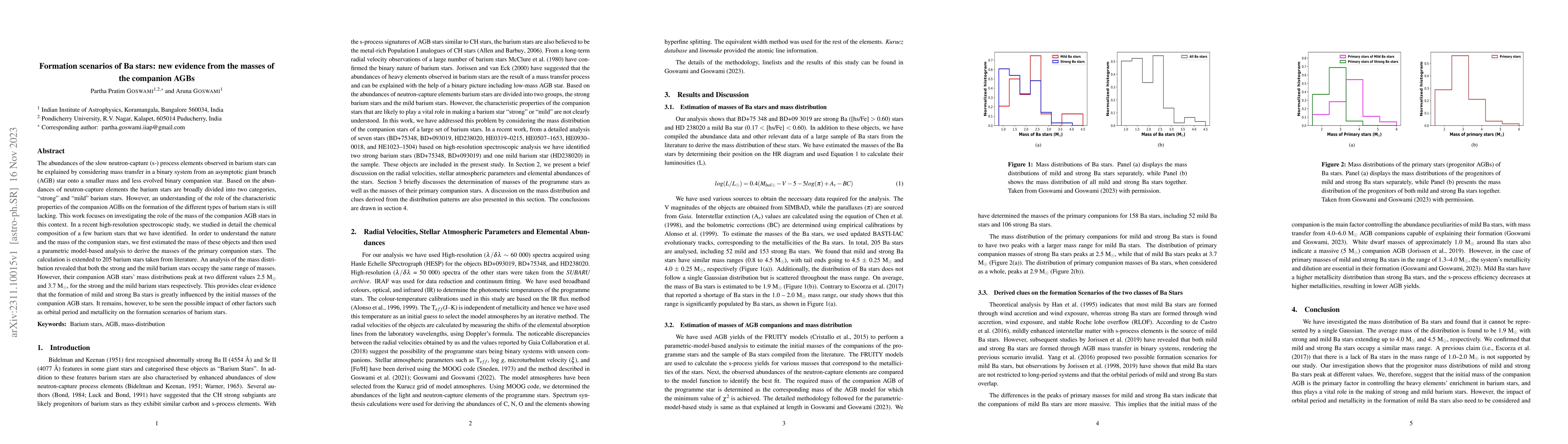 Thumbnail for Formation scenarios of Ba stars: new evidence from the masses of the
  companion AGBs