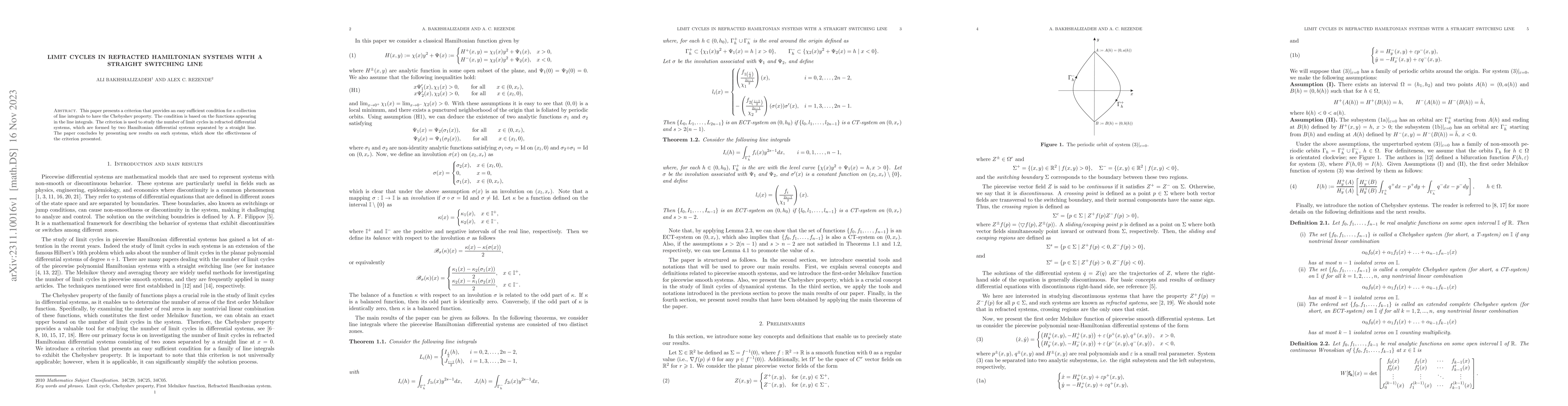 Thumbnail for Limit cycles in refracted Hamiltonian systems with a straight switching
  line