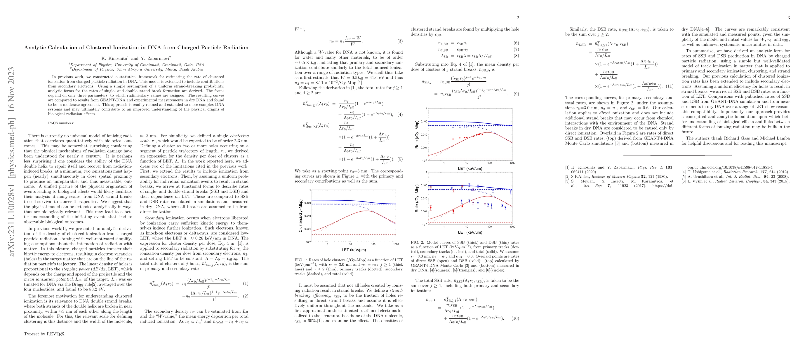 Thumbnail for Analytic Calculation of Clustered Ionization in DNA from Charged
  Particle Radiation