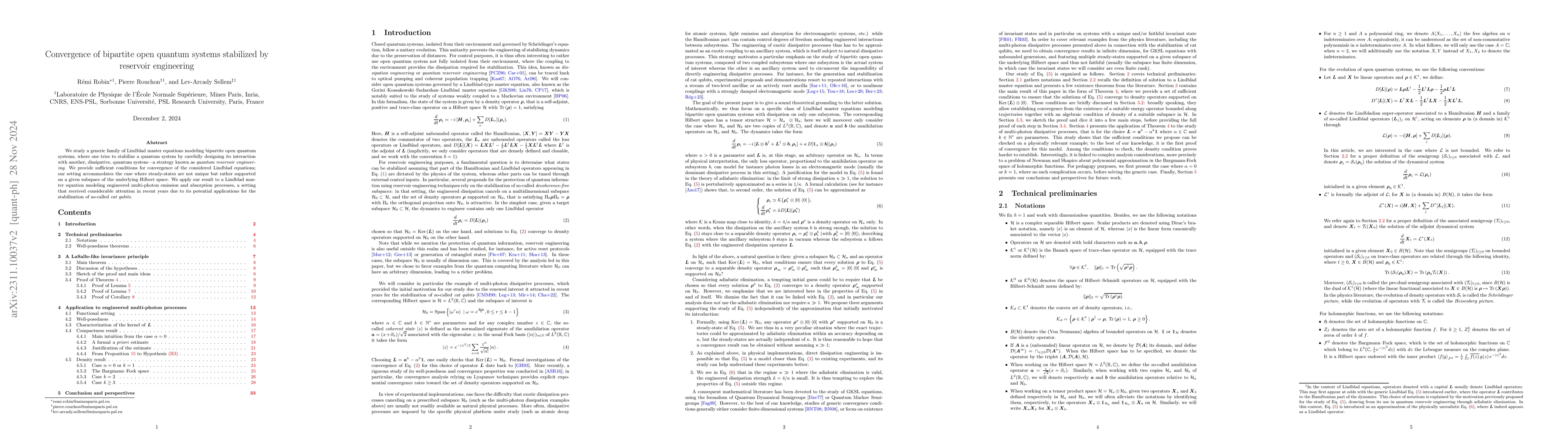 Thumbnail for Convergence of bipartite open quantum systems stabilized by reservoir
  engineering