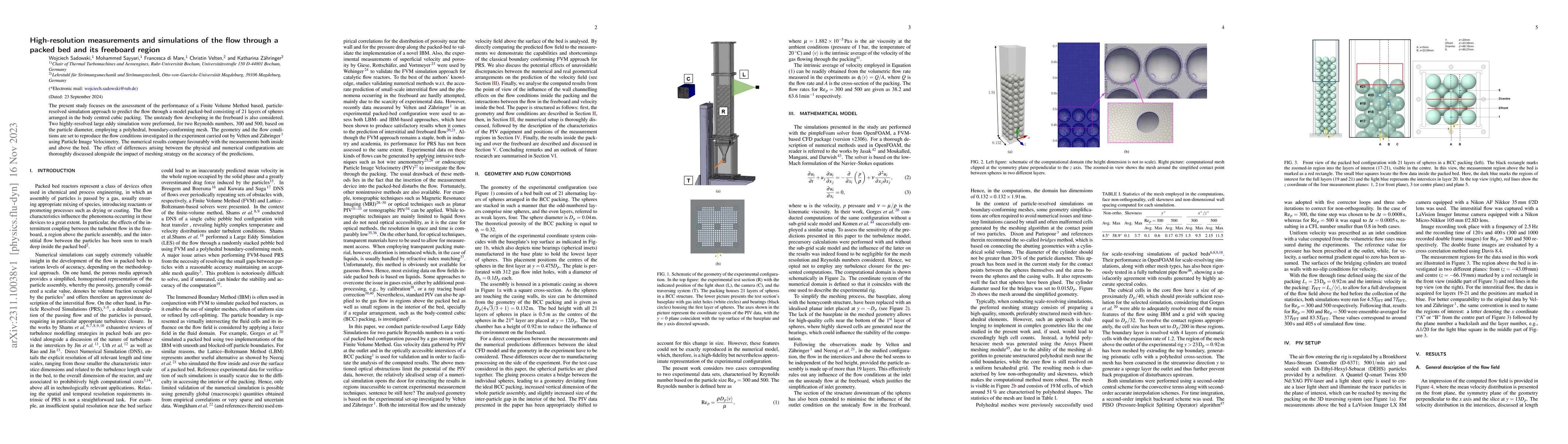 Thumbnail for High-resolution measurements and simulations of the flow through a
  packed bed and its freeboard region