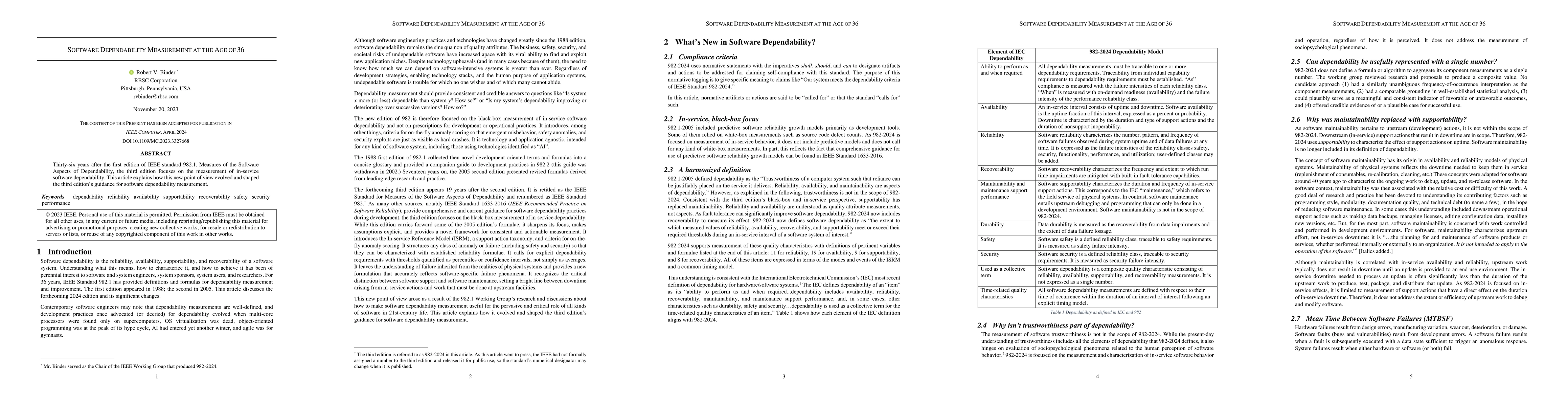 Thumbnail for Software Dependability Measurement at the Age Of 36