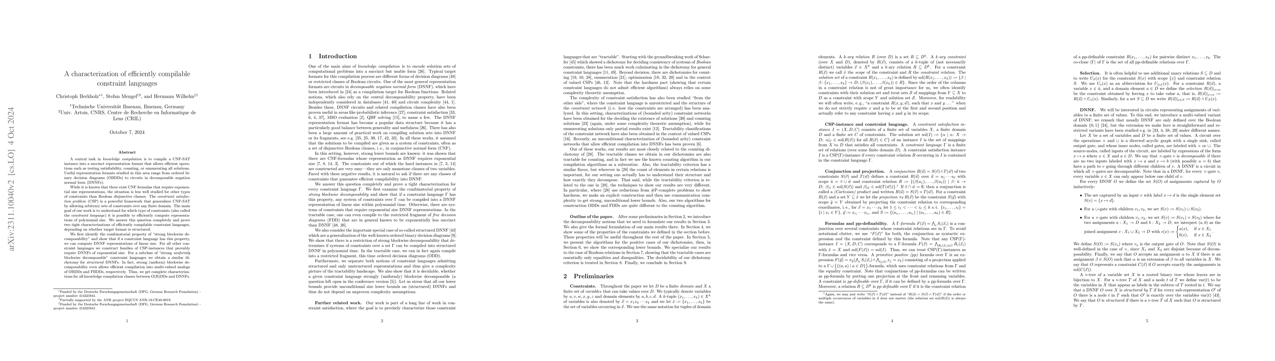 Thumbnail for A characterization of efficiently compilable constraint languages