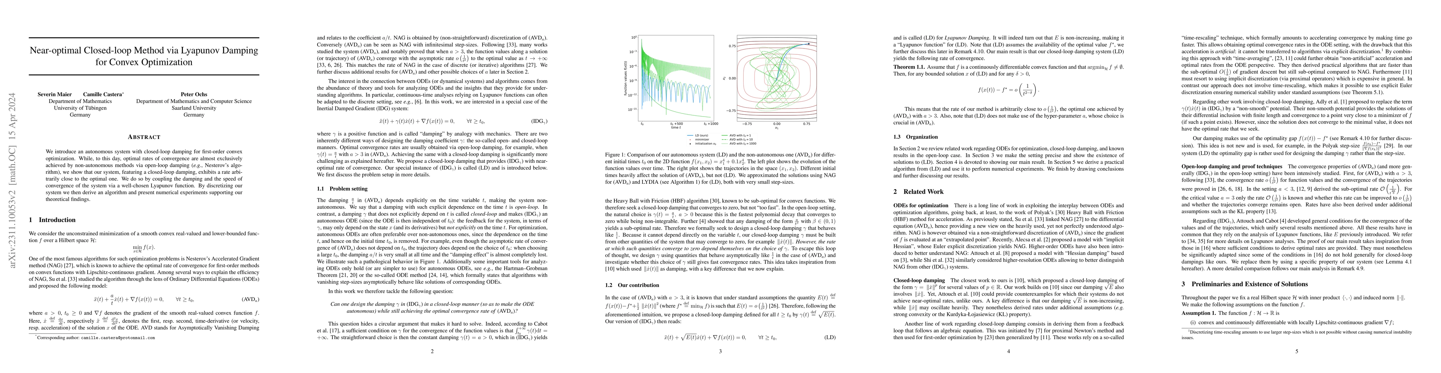 Thumbnail for Near-optimal Closed-loop Method via Lyapunov Damping for Convex
  Optimization