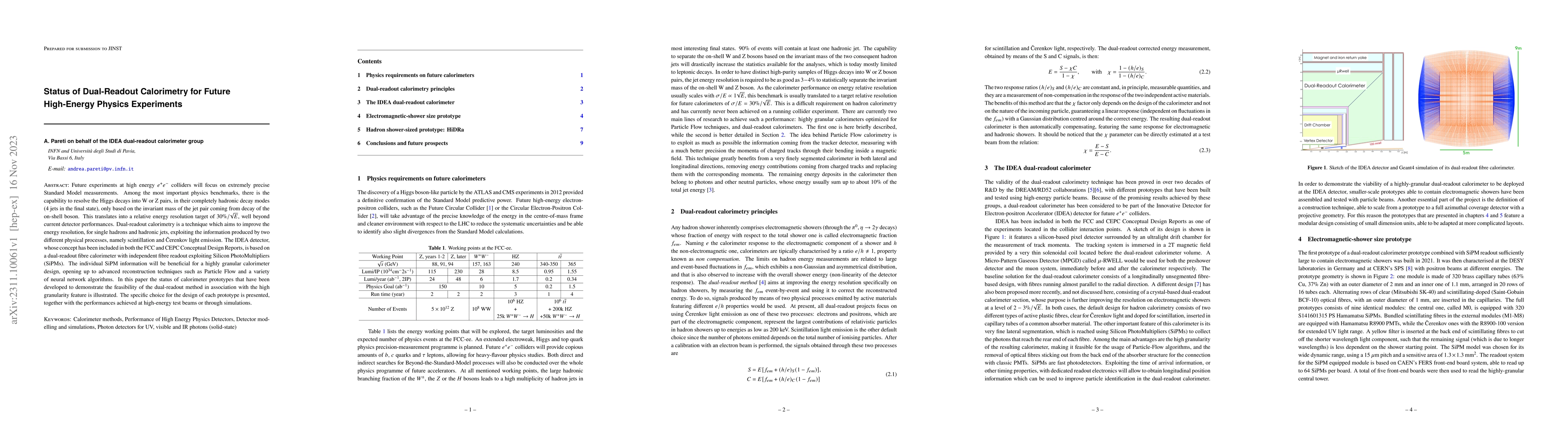 Thumbnail for Status of Dual-Readout Calorimetry for Future High-Energy Physics
  Experiments
