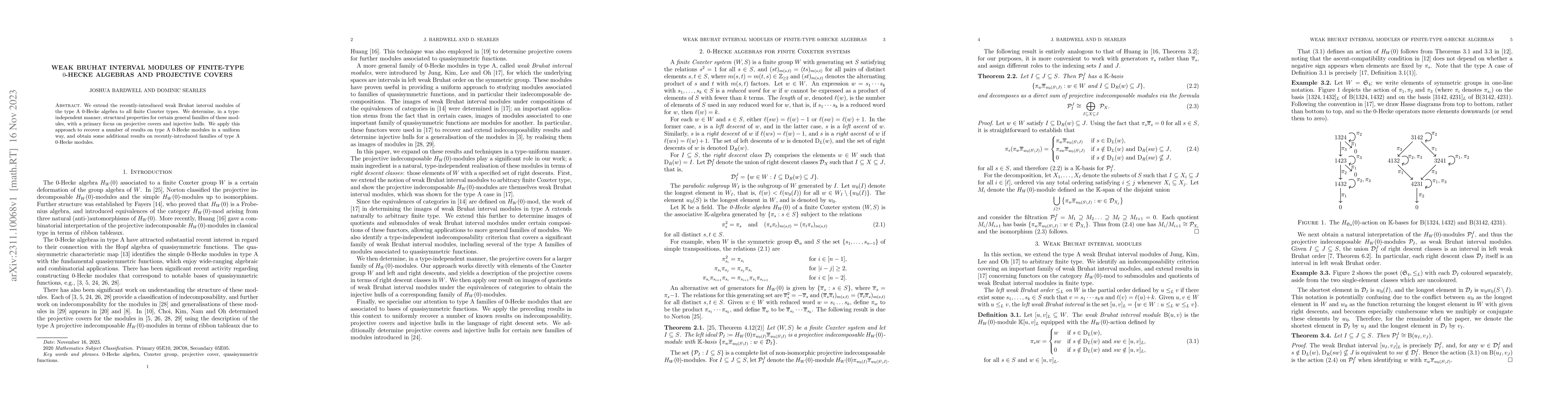 Thumbnail for Weak Bruhat interval modules of finite-type $0$-Hecke algebras and
  projective covers
