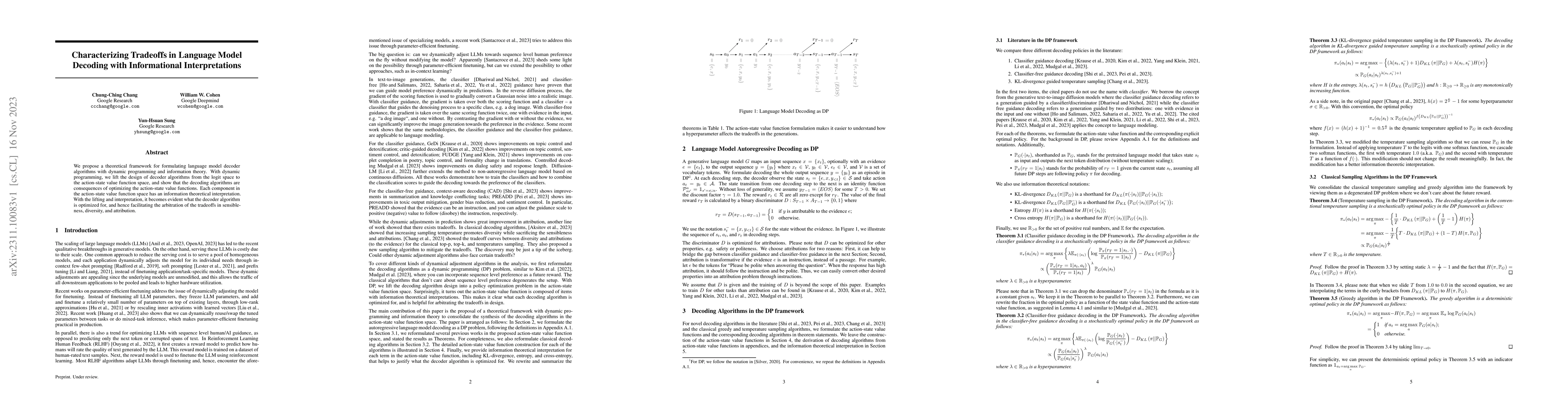 Thumbnail for Characterizing Tradeoffs in Language Model Decoding with Informational
  Interpretations