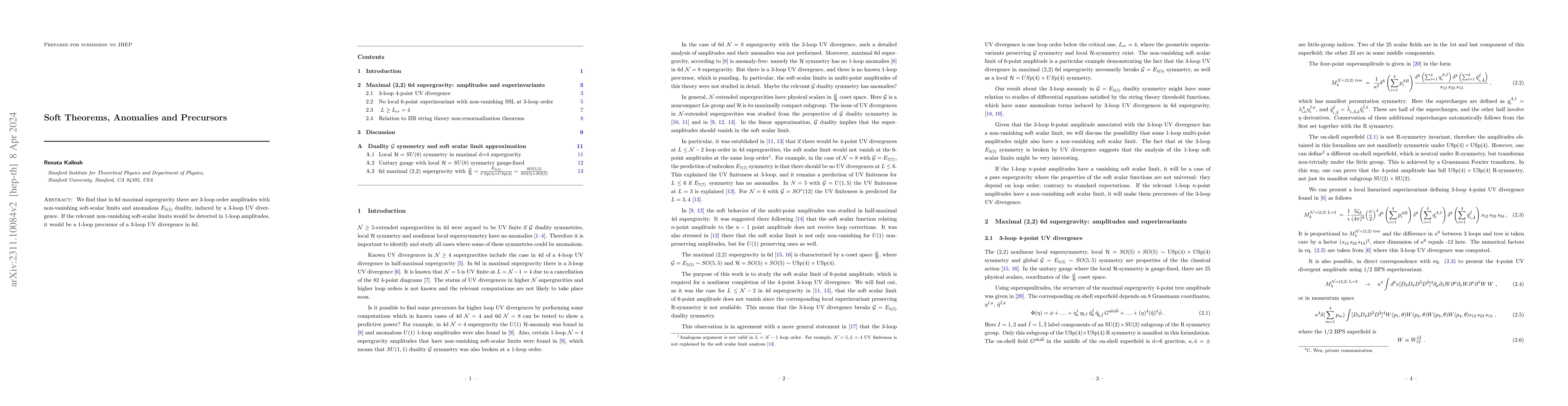 Thumbnail for Soft Theorems, Anomalies and Precursors