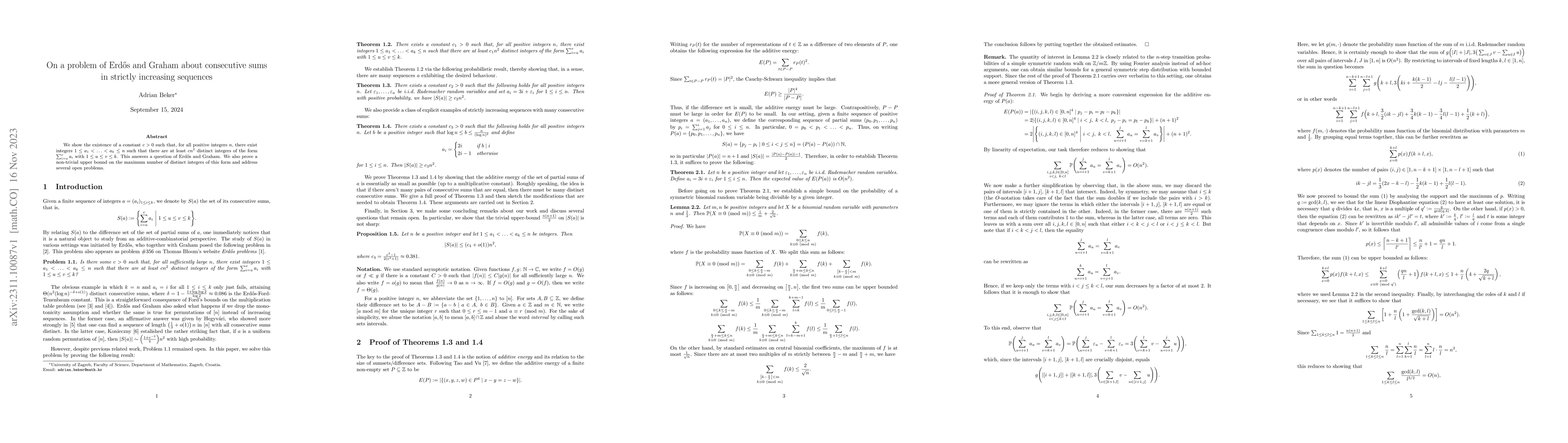 Thumbnail for On a problem of Erd\H{o}s and Graham about consecutive sums in strictly
  increasing sequences