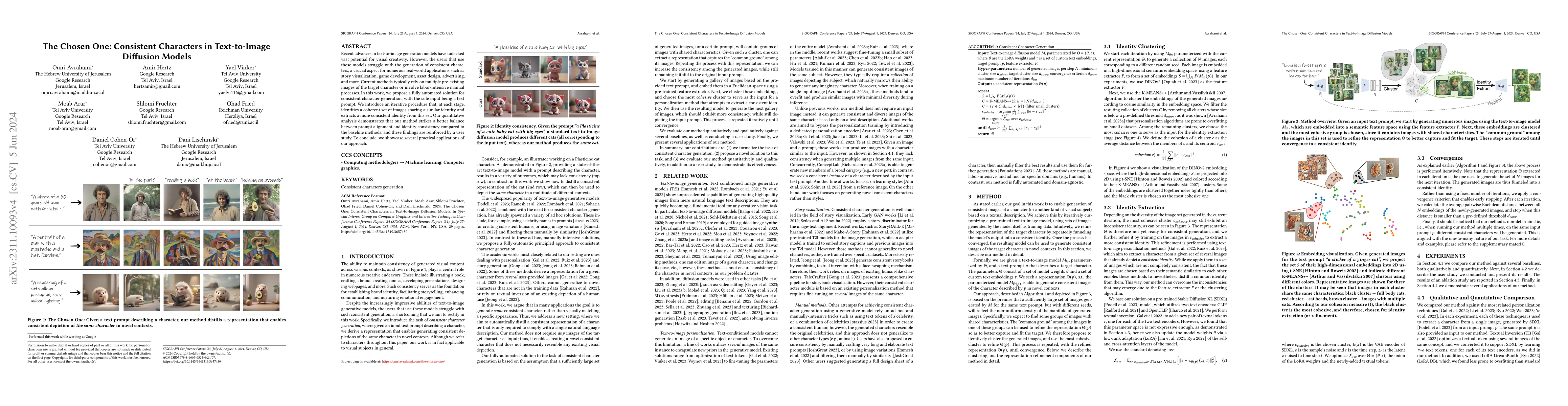 Thumbnail for The Chosen One: Consistent Characters in Text-to-Image Diffusion Models
