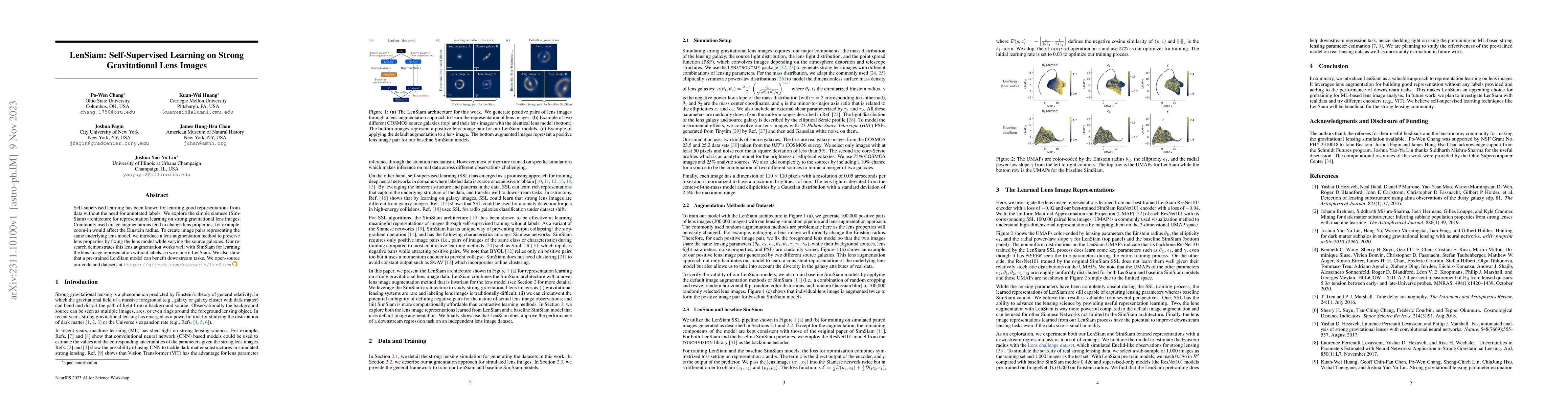 Thumbnail for LenSiam: Self-Supervised Learning on Strong Gravitational Lens Images