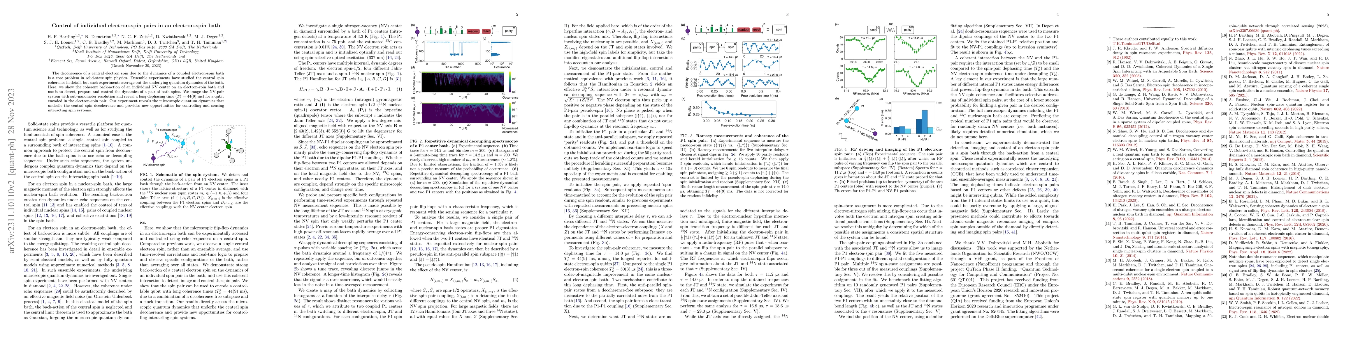 Thumbnail for Control of individual electron-spin pairs in an electron-spin bath