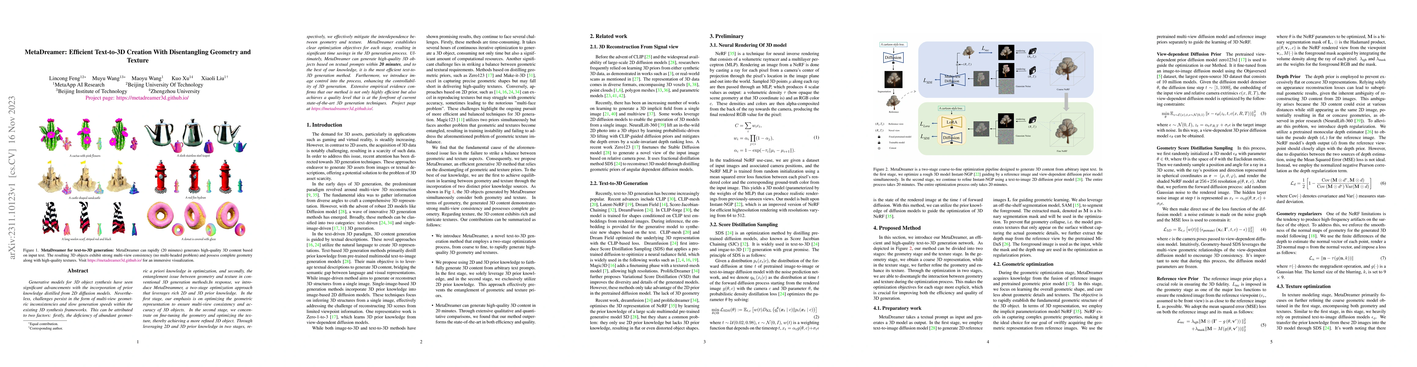 Thumbnail for MetaDreamer: Efficient Text-to-3D Creation With Disentangling Geometry
  and Texture