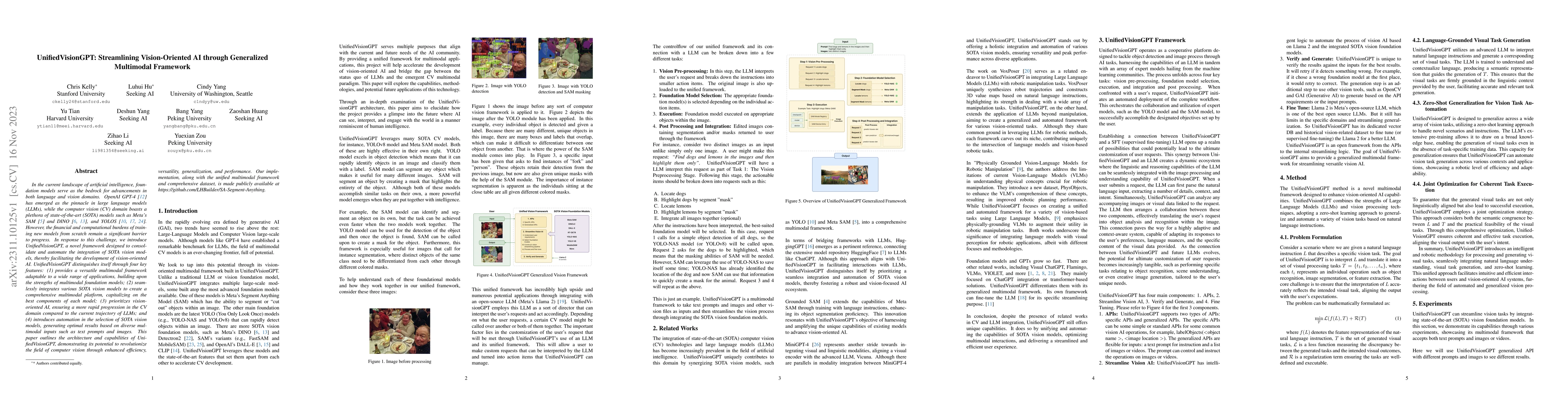 Thumbnail for UnifiedVisionGPT: Streamlining Vision-Oriented AI through Generalized
  Multimodal Framework