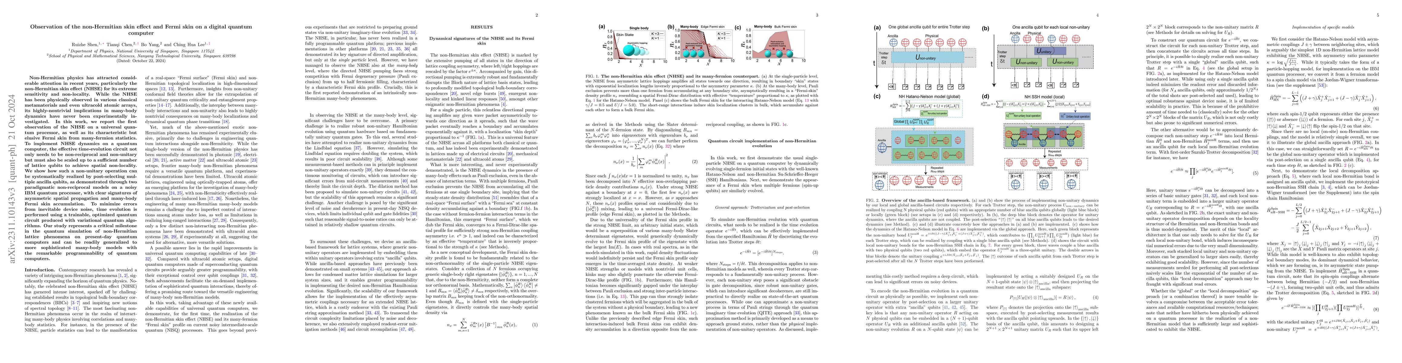 Thumbnail for Observation of the non-Hermitian skin effect and Fermi skin on a digital
  quantum computer