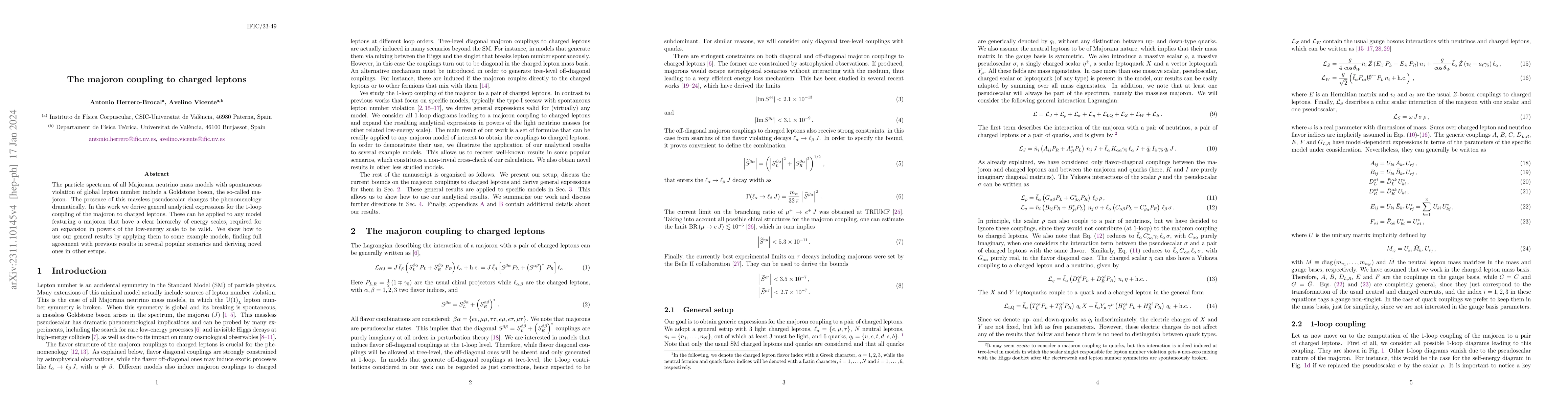 Thumbnail for The majoron coupling to charged leptons