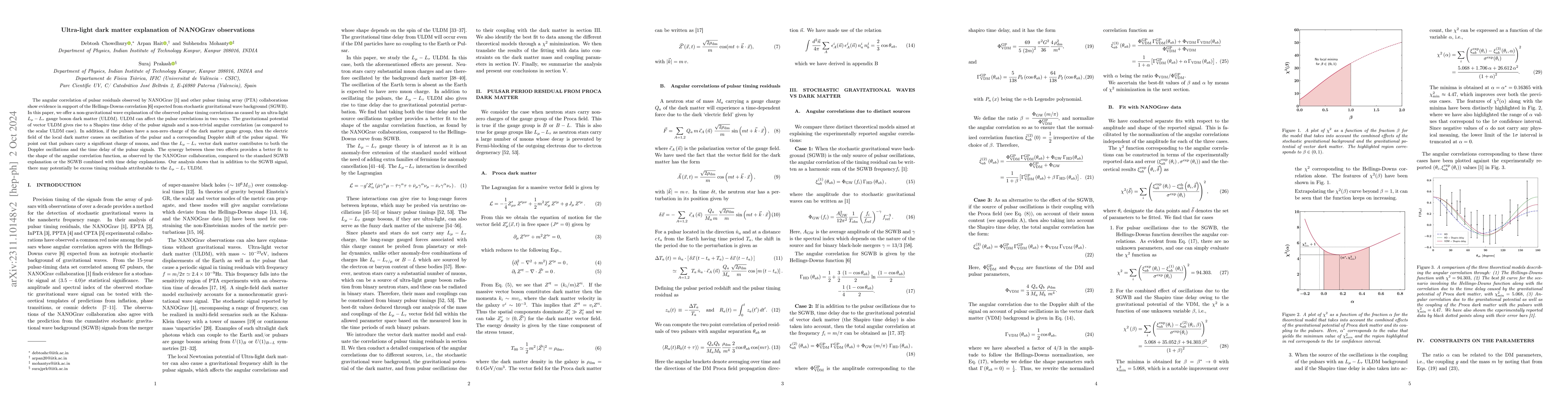 Thumbnail for Ultralight $(L_\mu-L_\tau)$ vector dark matter interpretation of
  NANOGrav observations