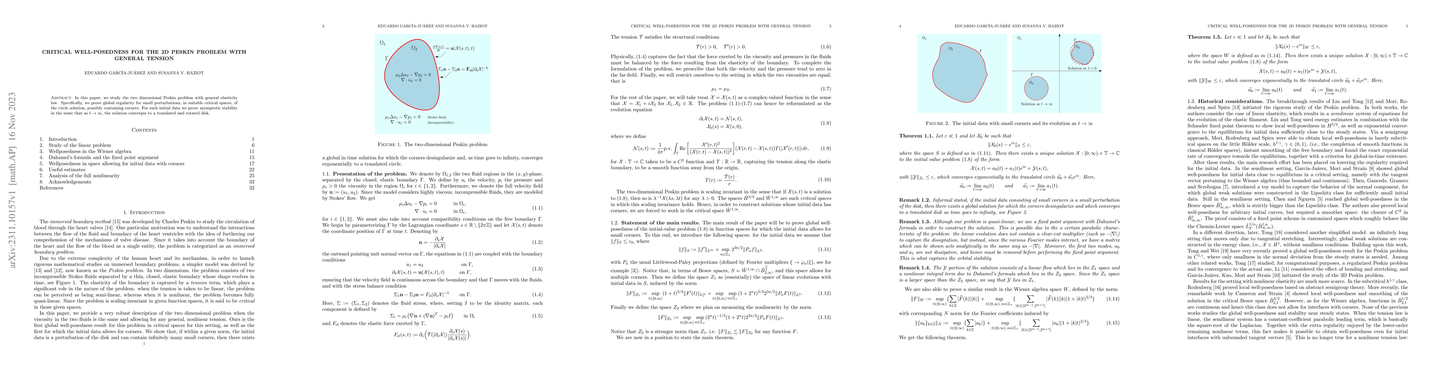 Thumbnail for Critical well-posedness for the 2D Peskin problem with general tension