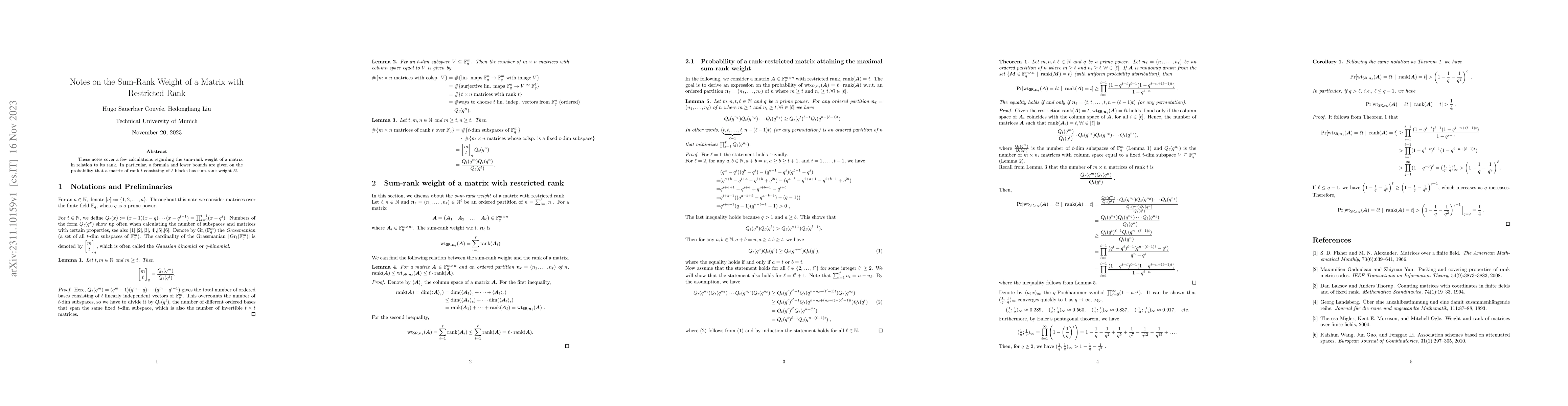 Thumbnail for Notes on the Sum-Rank Weight of a Matrix with Restricted Rank