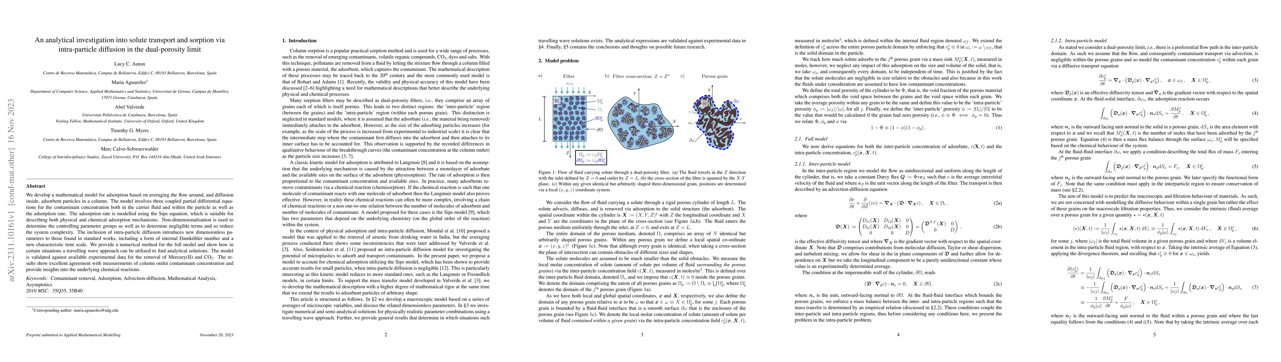 Thumbnail for An analytical investigation into solute transport and sorption via
  intra-particle diffusion in the dual-porosity limit