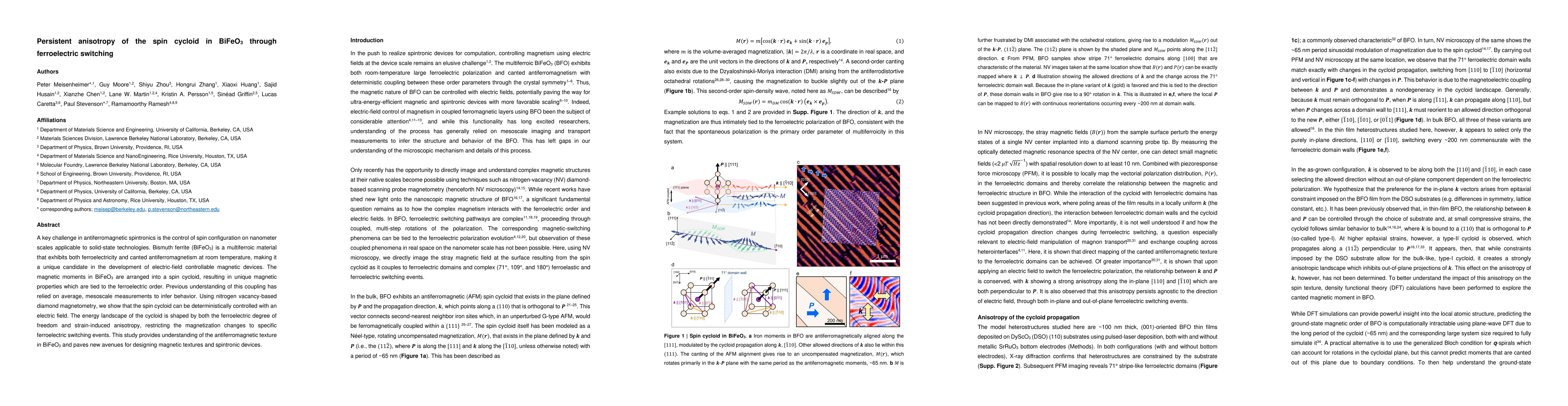 Thumbnail for Persistent anisotropy of the spin cycloid in BiFeO3 through
  ferroelectric switching