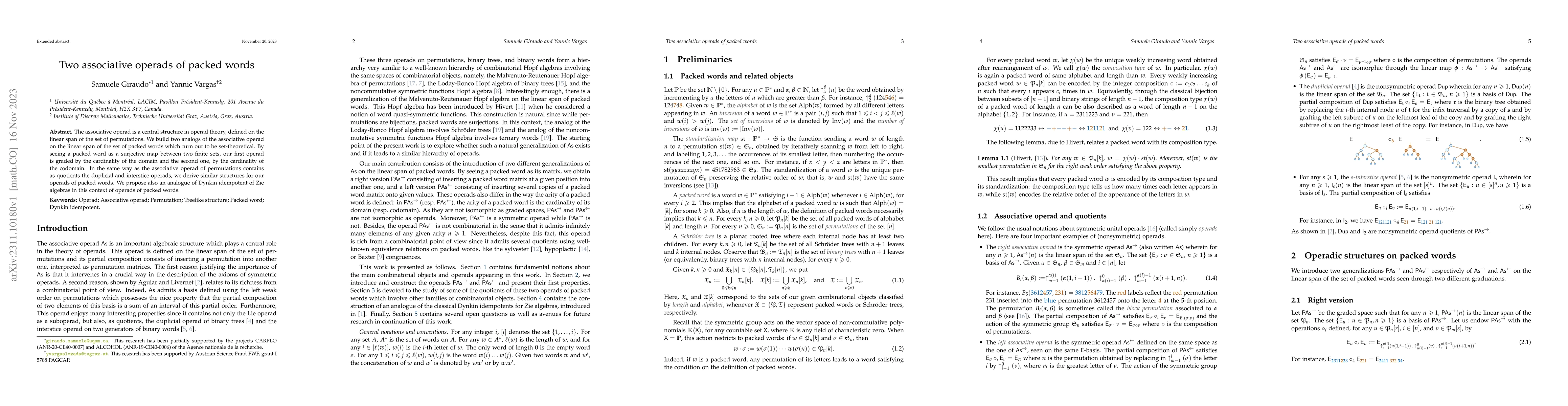 Thumbnail for Two associative operads of packed words