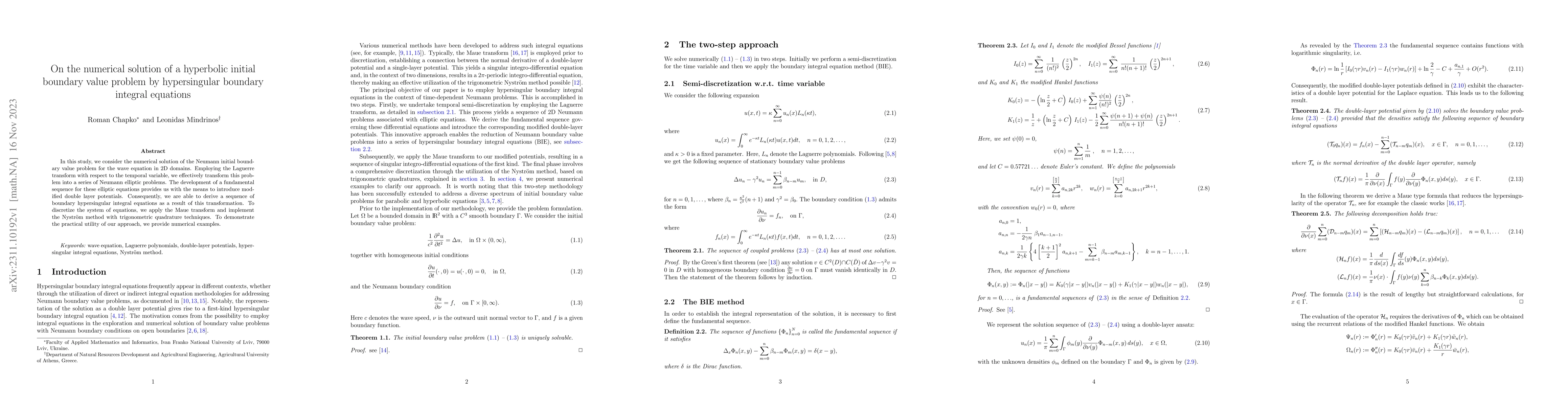 Thumbnail for On the numerical solution of a hyperbolic initial boundary value problem
  by hypersingular boundary integral equations