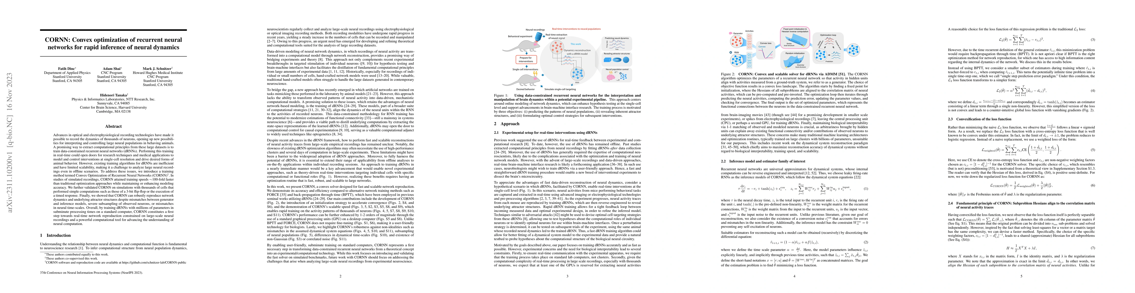 Thumbnail for CORNN: Convex optimization of recurrent neural networks for rapid
  inference of neural dynamics