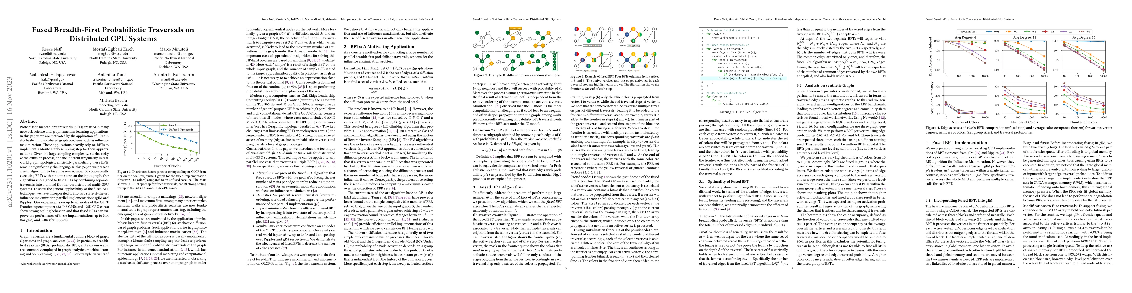 Thumbnail for Fused Breadth-First Probabilistic Traversals on Distributed GPU Systems