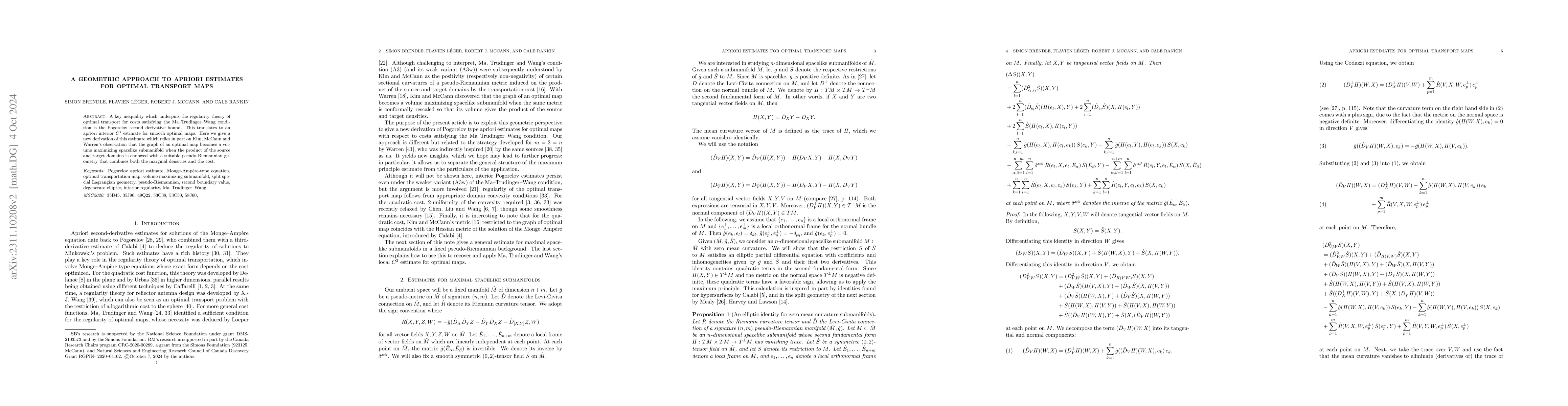 Thumbnail for A geometric approach to apriori estimates for optimal transport maps