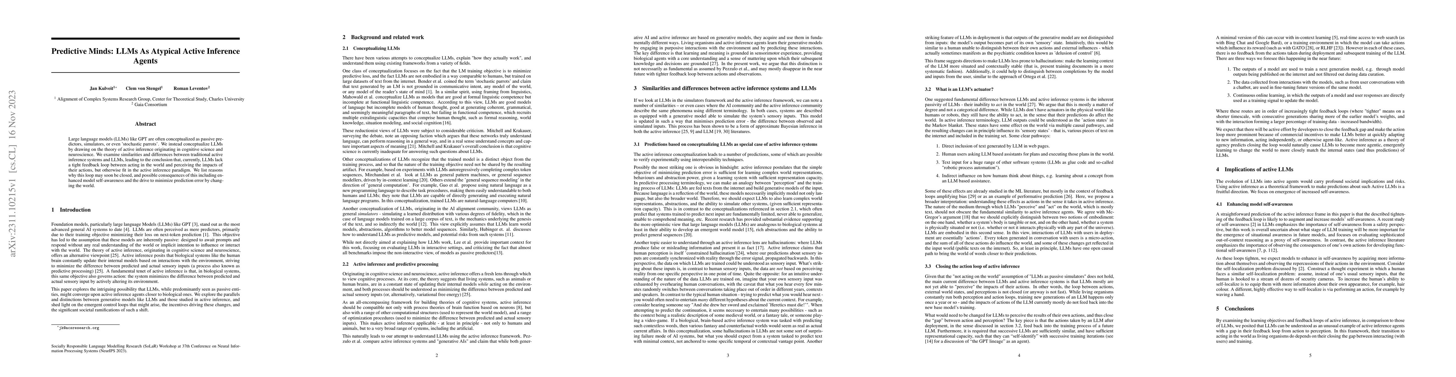 Thumbnail for Predictive Minds: LLMs As Atypical Active Inference Agents