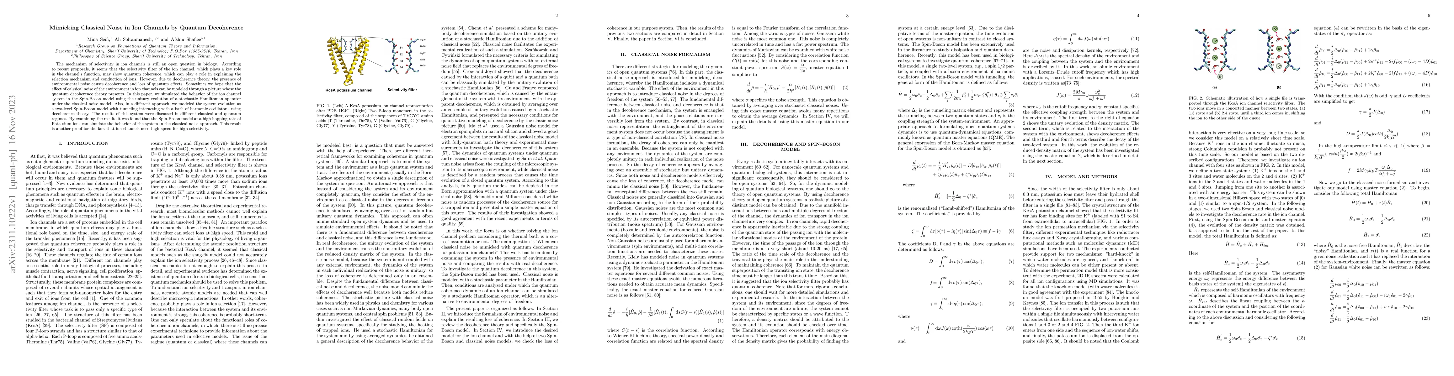Thumbnail for Mimicking Classical Noise in Ion Channels by Quantum Decoherence