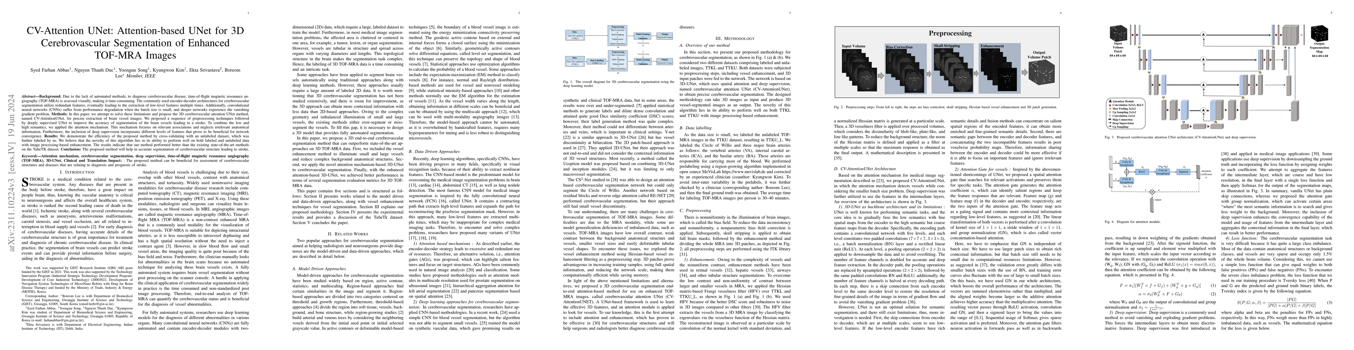 Thumbnail for CV-Attention UNet: Attention-based UNet for 3D Cerebrovascular
  Segmentation of Enhanced TOF-MRA Images