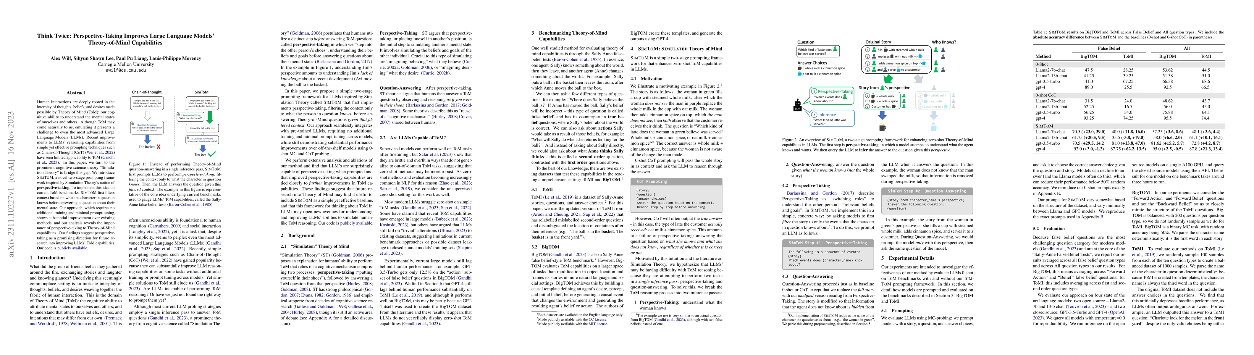 Thumbnail for Think Twice: Perspective-Taking Improves Large Language Models'
  Theory-of-Mind Capabilities