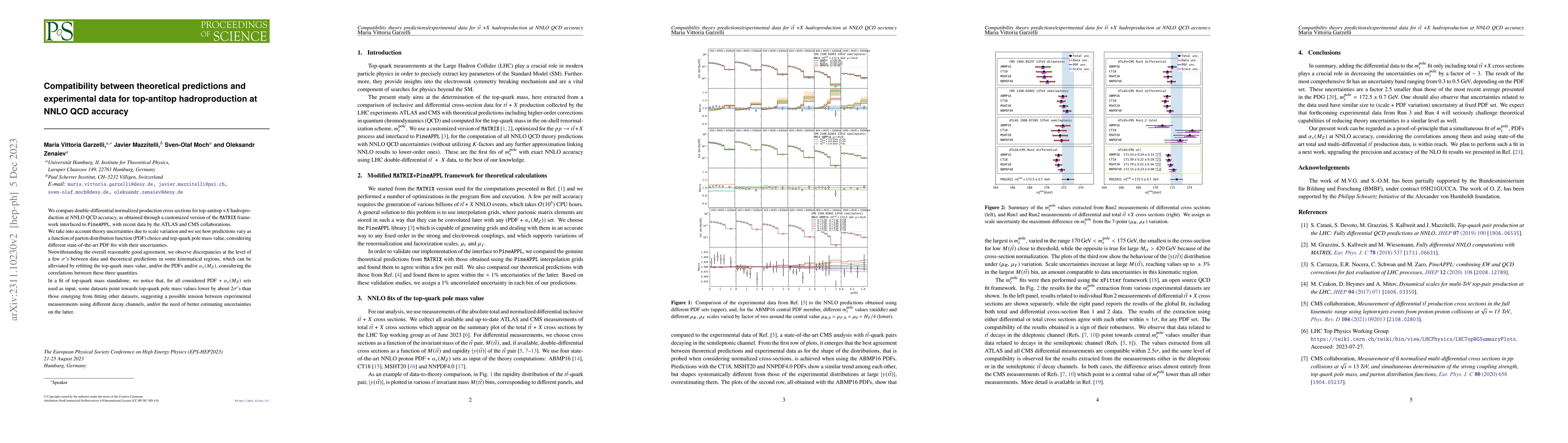 Thumbnail for Compatibility between theoretical predictions and experimental data for
  top-antitop hadroproduction at NNLO QCD accuracy