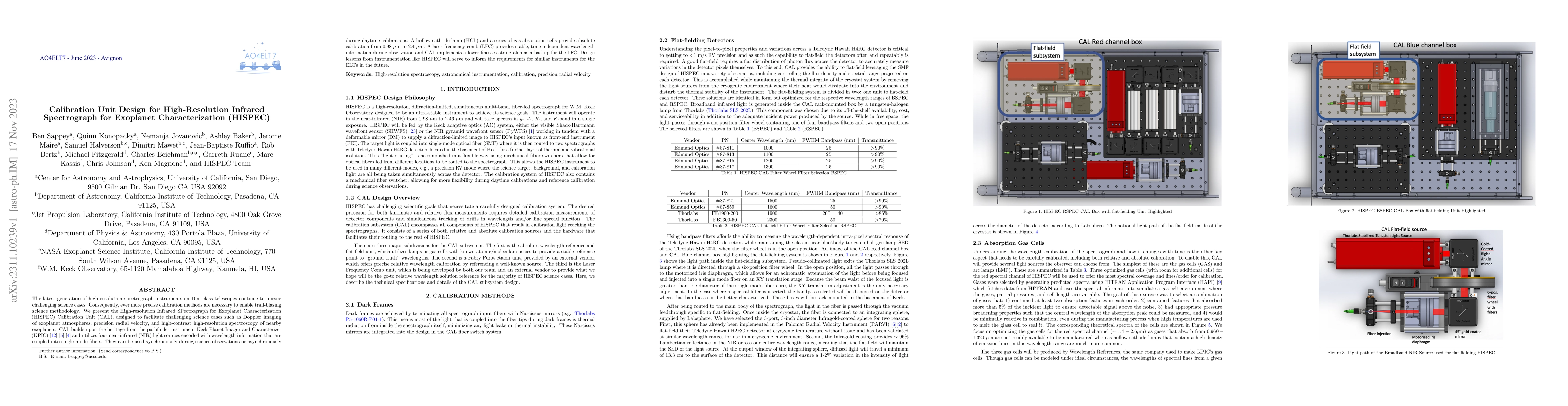 Thumbnail for Calibration Unit Design for High-Resolution Infrared Spectrograph for
  Exoplanet Characterization (HISPEC)