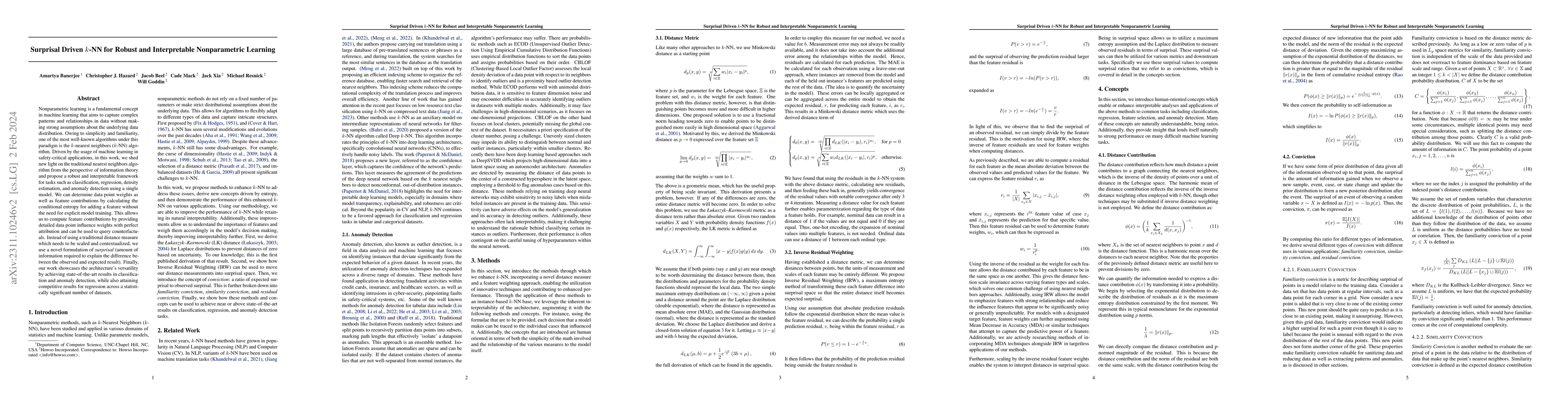 Thumbnail for Surprisal Driven $k$-NN for Robust and Interpretable Nonparametric
  Learning